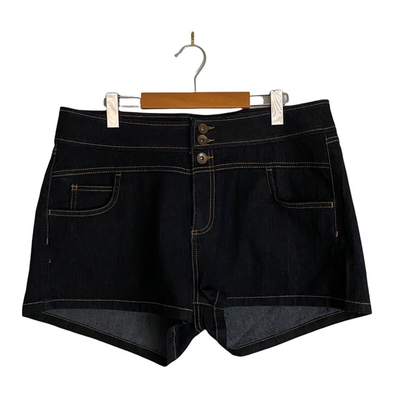 ASOS Women's Dark Wash Mini High Waisted Shorts - Picture 3 of 6